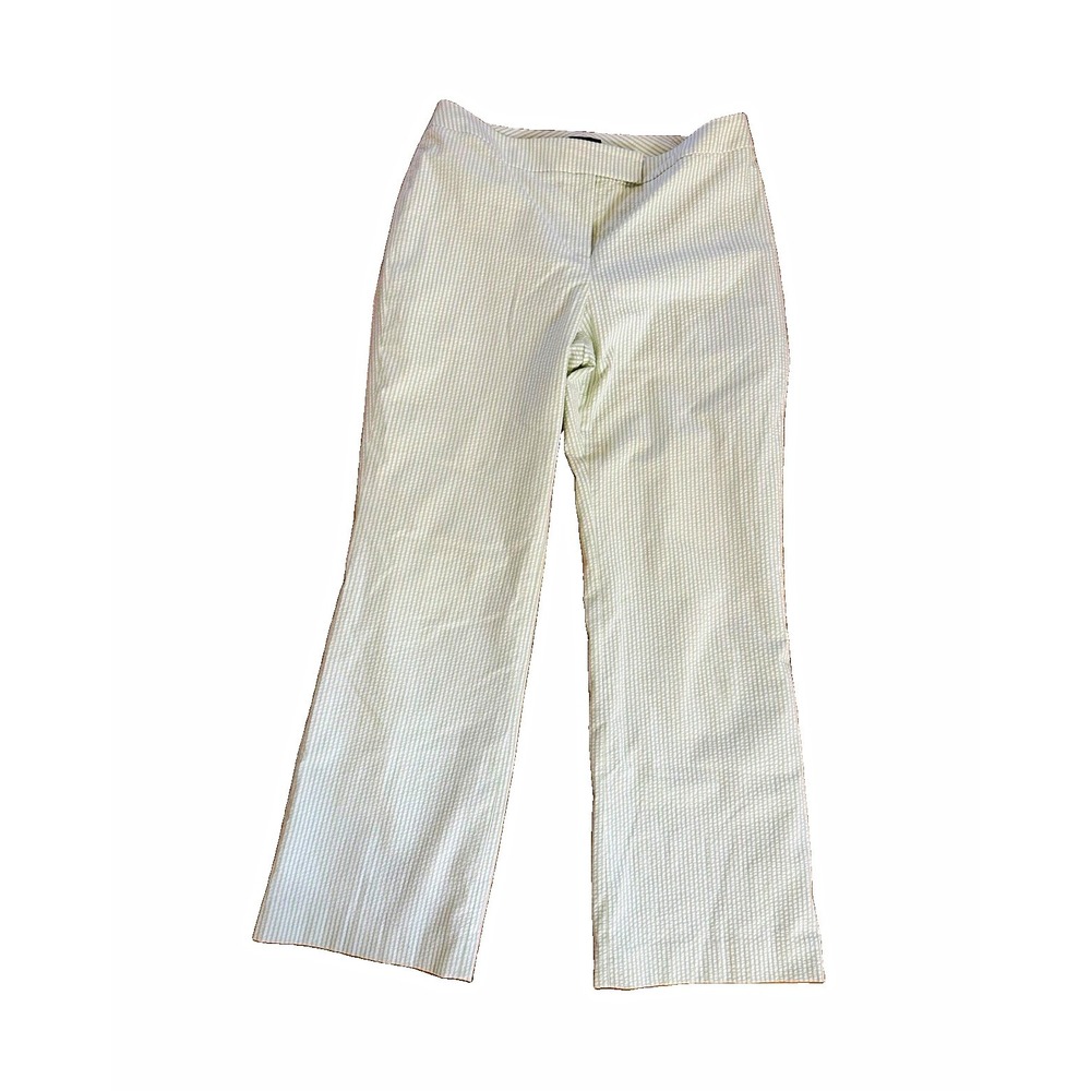 Isabel & Nina Women's Green/White Stripe Seersucker Pants Stretch 12